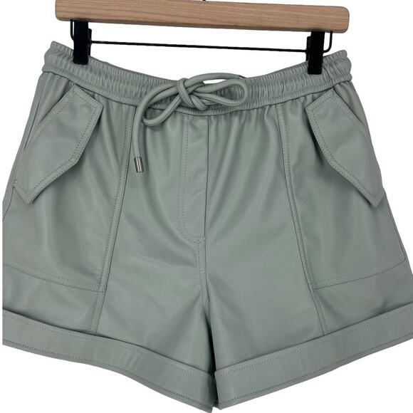 Jonathan Simkhai Doah Vegan Leather Drawstring Shorts in Lichen - Picture 5 of 11
